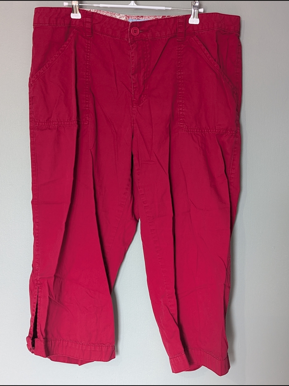 Denver Hayes Bright Red Cropped Cargo Pants Capris Art How Creative Casual